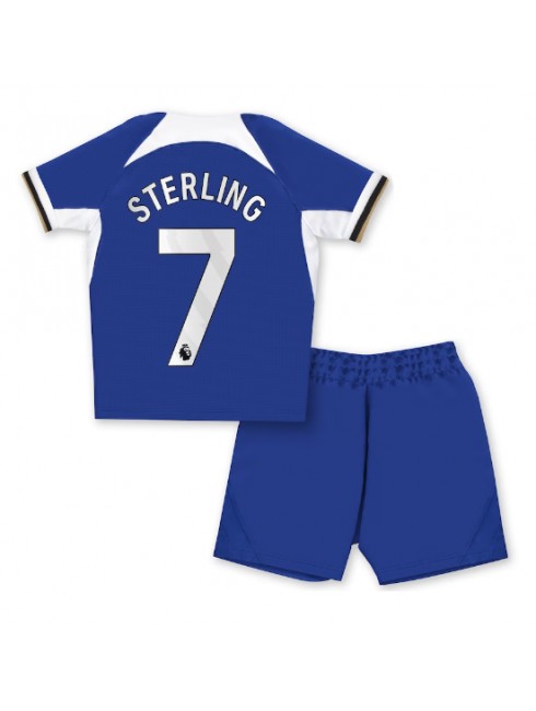 Billige Chelsea Raheem Sterling #7 Hjemmedraktsett Barn 2023-24 Kortermet (+ Korte bukser)